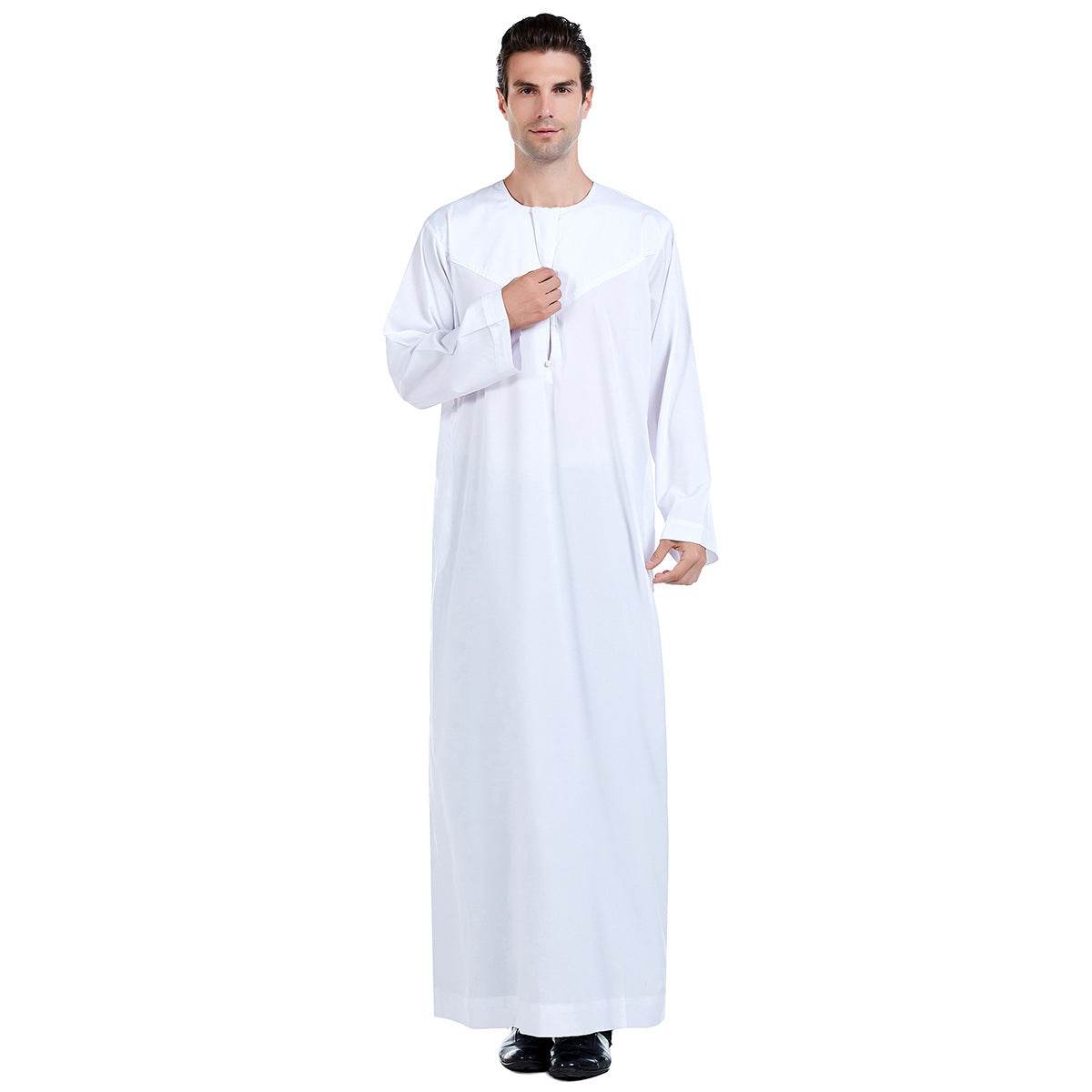 Elegant Middle Eastern Men's Robe - Cotton Blend with Stylish Embroidery - Buy Center