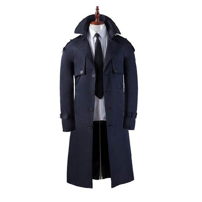 Buycenter Men's Slim Trench Coat - Stylish Over-the-Knee Fashionwear - Buy Center