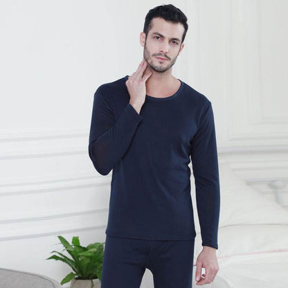 Men's Plush Thermal Underwear Set - Cozy Pullover & Loose Pants - Buy Center