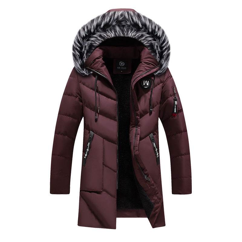 Casual Mid-Length Plus Cashmere Padded Jacket - Hooded & Zippered - Buy Center