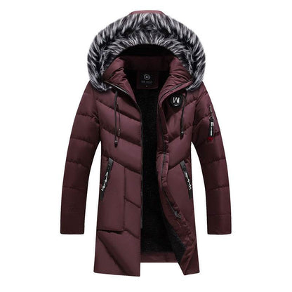 Casual Mid-Length Plus Cashmere Padded Jacket - Hooded & Zippered - Buy Center