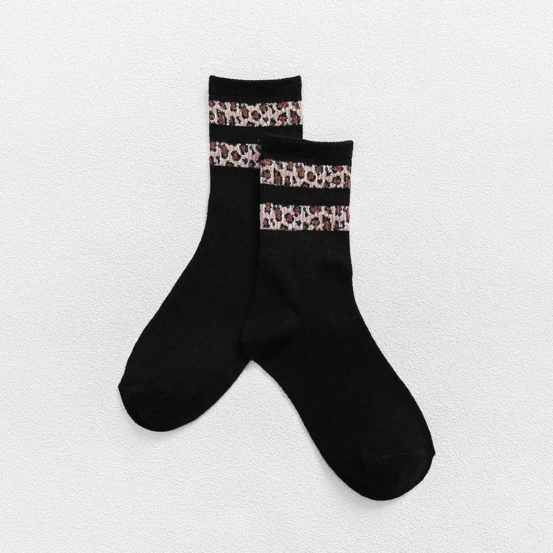 Mid-Calf Leopard Print Socks for Women - Stylish Cotton Comfort 2025 - Buy Center