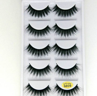 Luxurious 3D Mink Hair False Eyelashes - 5 Pairs for Stunning Volume - Buy Center