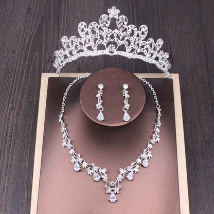 Elegant Bridal Rhinestone Crown Necklace Set - Perfect Wedding Jewelry 2025 - Buy Center