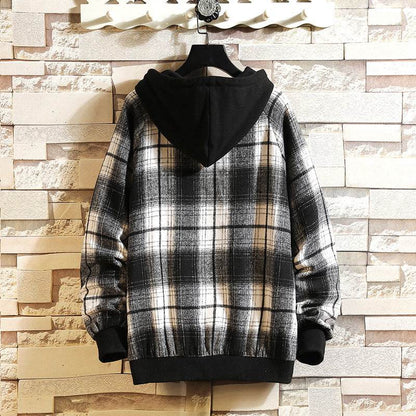 Buycenter Hooded High-Neck Plaid Sweater - Casual Loose Fit for Autumn - Buy Center