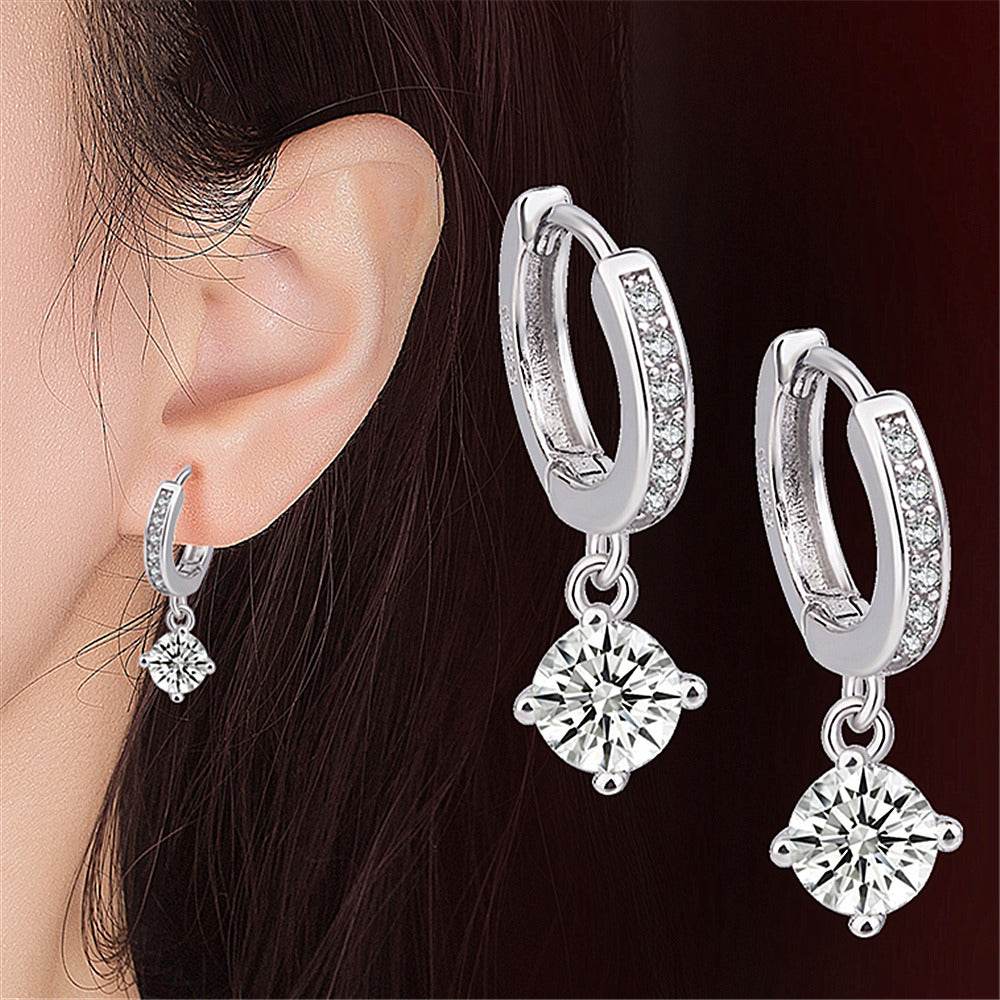 Buy Center Copper Zircon Earrings - Elegant Design with Electroplating - Buy Center