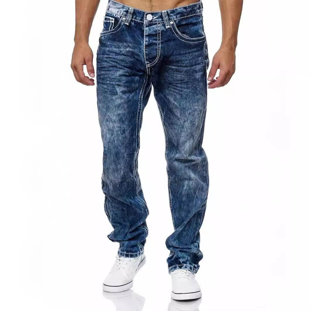 Men's Straight Jeans - European & American Style in Light Blue, Blue, Black - Buy Center