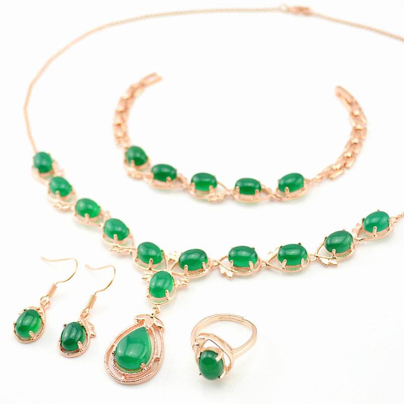Elegant Natural Chalcedony Jewelry Set - Earrings & Hand Decoration - Buy Center