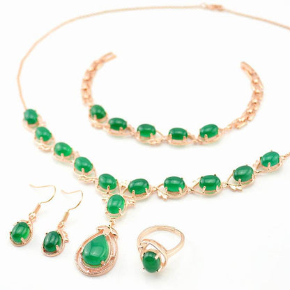 Elegant Natural Chalcedony Jewelry Set - Earrings & Hand Decoration - Buy Center