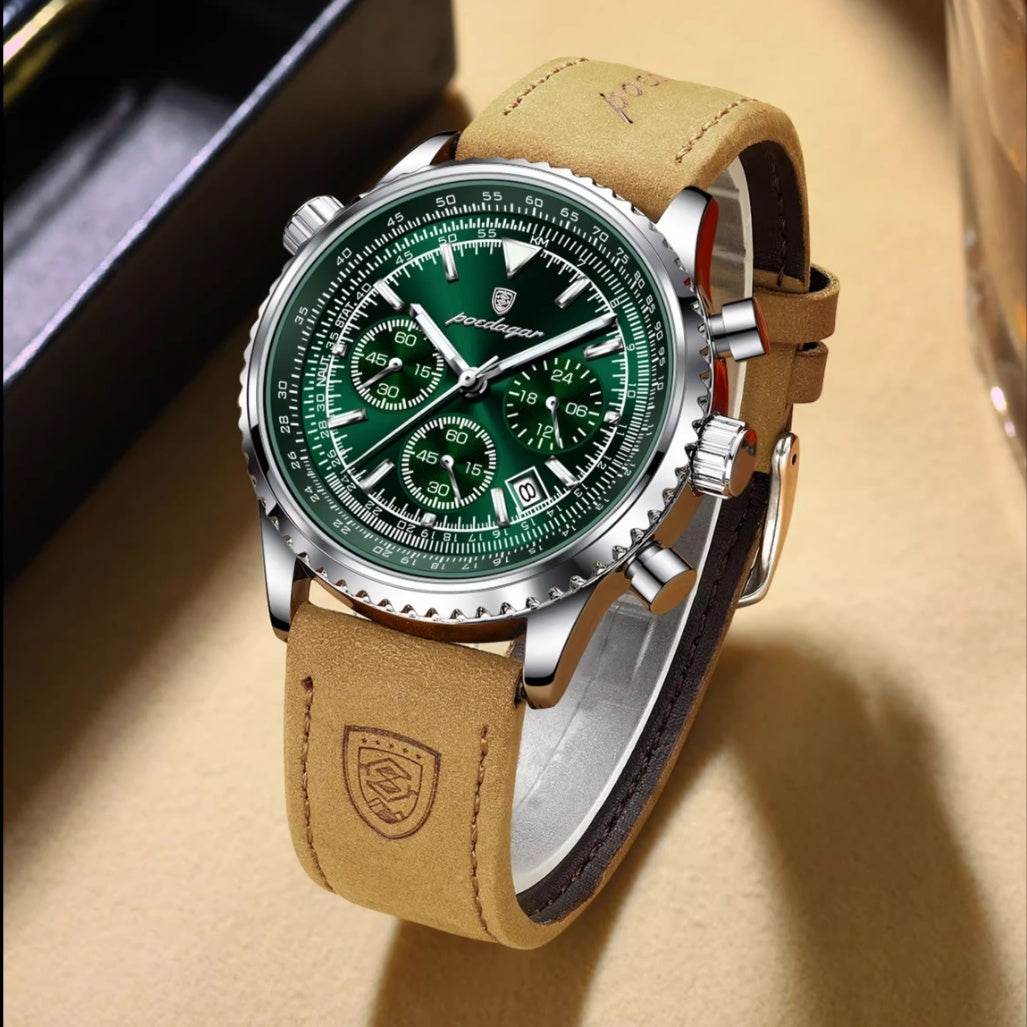 Men's Multi-Functional Quartz Watch - Waterproof Leather Strap, Stylish Design - Buy Center