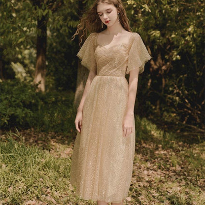 Buycenter Mid-Length Bridesmaid Skirt - Elegant Champagne Gold Design - Buy Center