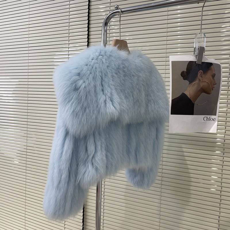 Buycenter Women's Fur Young Coat - Stylish Lapel Design, Short Length - Buy Center