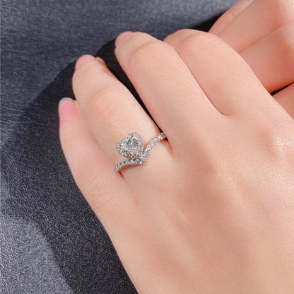 Buy Center Simple V-Shaped Heart Zircon Ring for Women - Stylish Copper - Buy Center