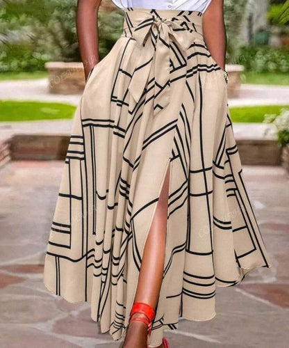 Buycenter Women's Solid Color Slit Skirt - Casual Lace Zipper Design - Buy Center