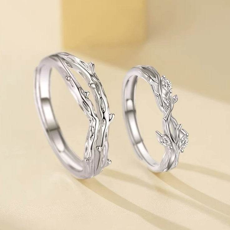 Buycenter S999 Sterling Silver Couple Rings - Adjustable Luxurious Design - Buy Center