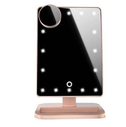 Touch Screen Makeup Mirror with 20 LED Lights & Bluetooth Speaker - Buy Center