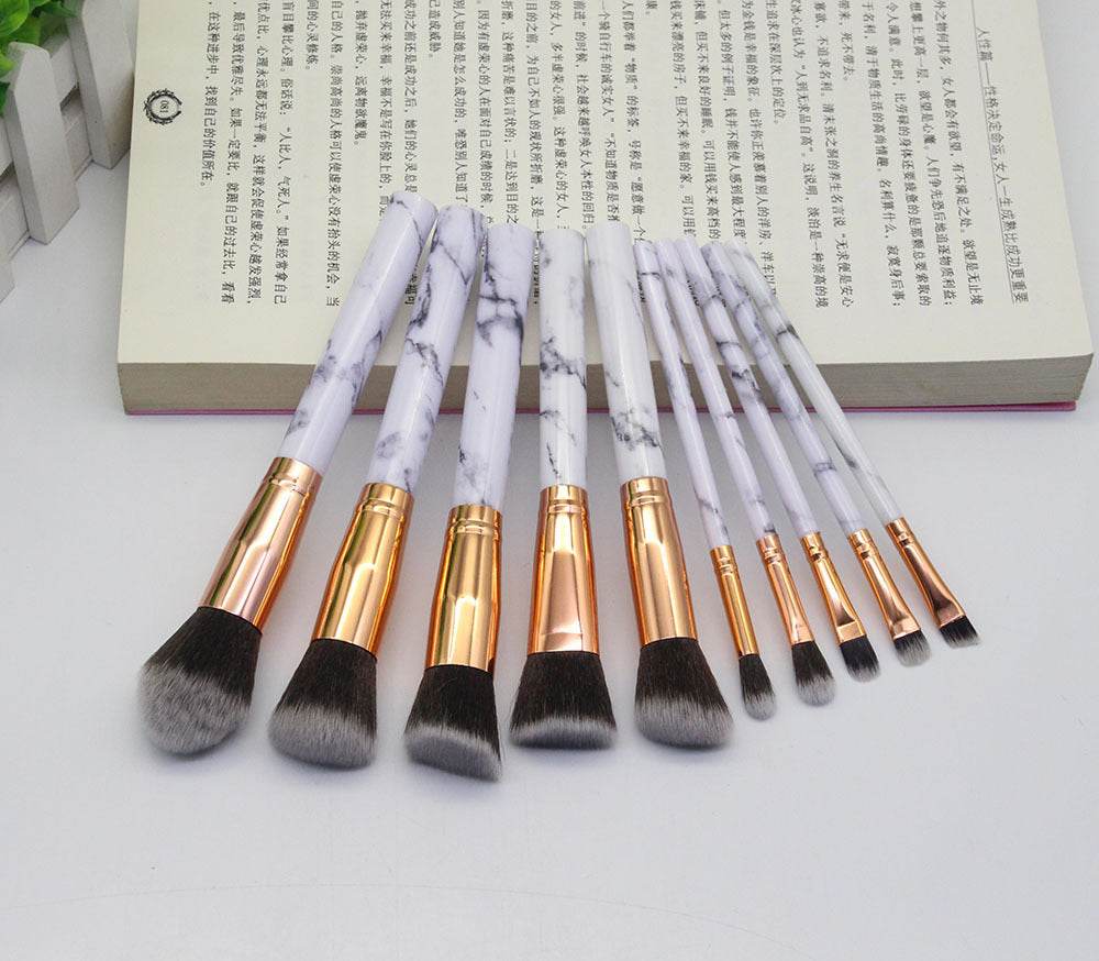 15 Marbled Design Makeup Brushes Set - Premium Quality & Elegant Storage - Buy Center