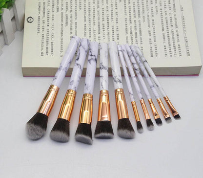 15 Marbled Design Makeup Brushes Set - Premium Quality & Elegant Storage - Buy Center