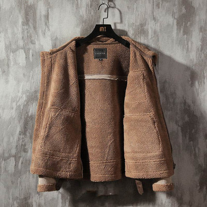 Trendy Thickened Warm Jacket - Genuine Leather & Stand-Up Collar Style - Buy Center