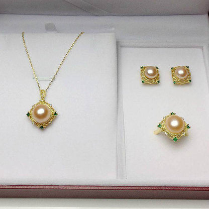 Elegant Freshwater Pearl Jewelry Set - Necklace, Earring, Ring & Pendant - Buy Center