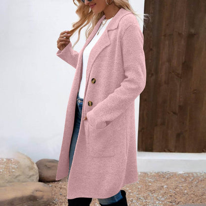 Buycenter Women's Mid-Length Woolen Coat Jacket - All-Match Fashionable Style - Buy Center