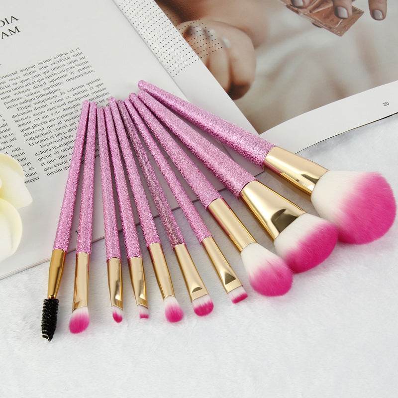 10 Crystal Makeup Brushes Set - Soft Bristles for Flawless Application - Buy Center
