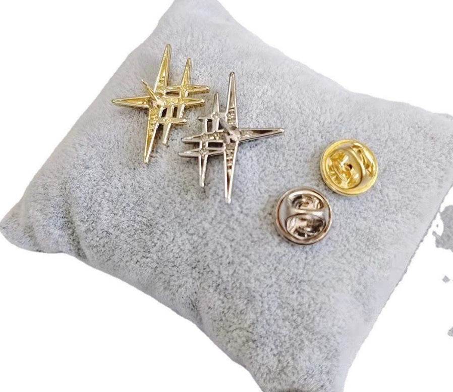 Buy Center Retro Camellia Zircon Brooch - Metallic Star Design Accessory - Buy Center