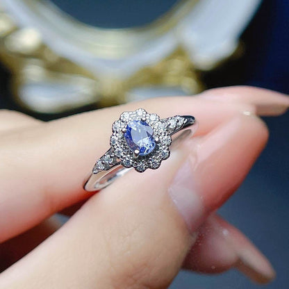 BuyCenter Natural Tanzanite Ring - Adjustable 925 Silver Jewelry - Buy Center