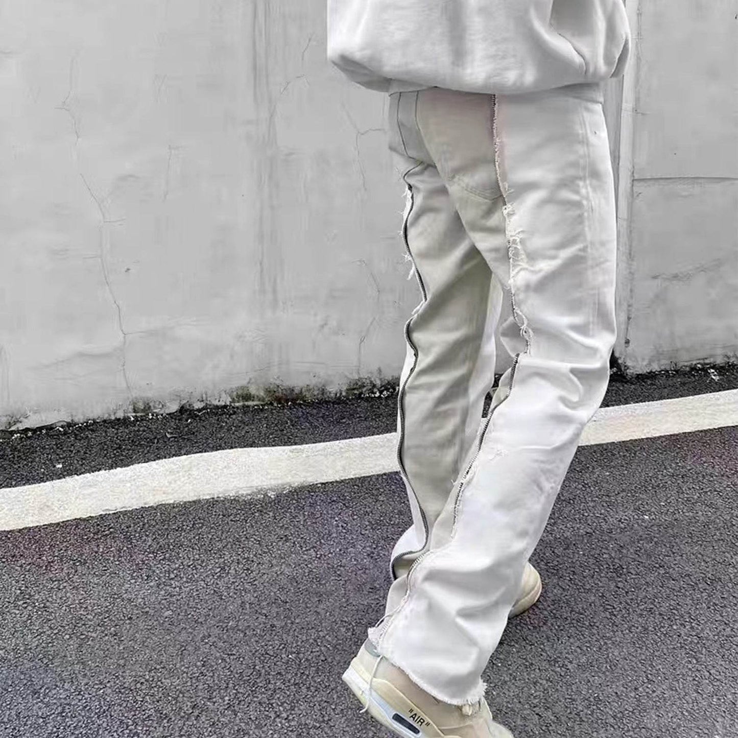 Buycenter Color Contrast Fashion Jeans - Tassel Slight Flared Pants - Buy Center