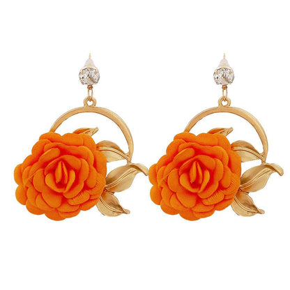 Colorful Ear Hanging Cloth Flower Earrings - Trendy Modern Styles 2025 - Buy Center