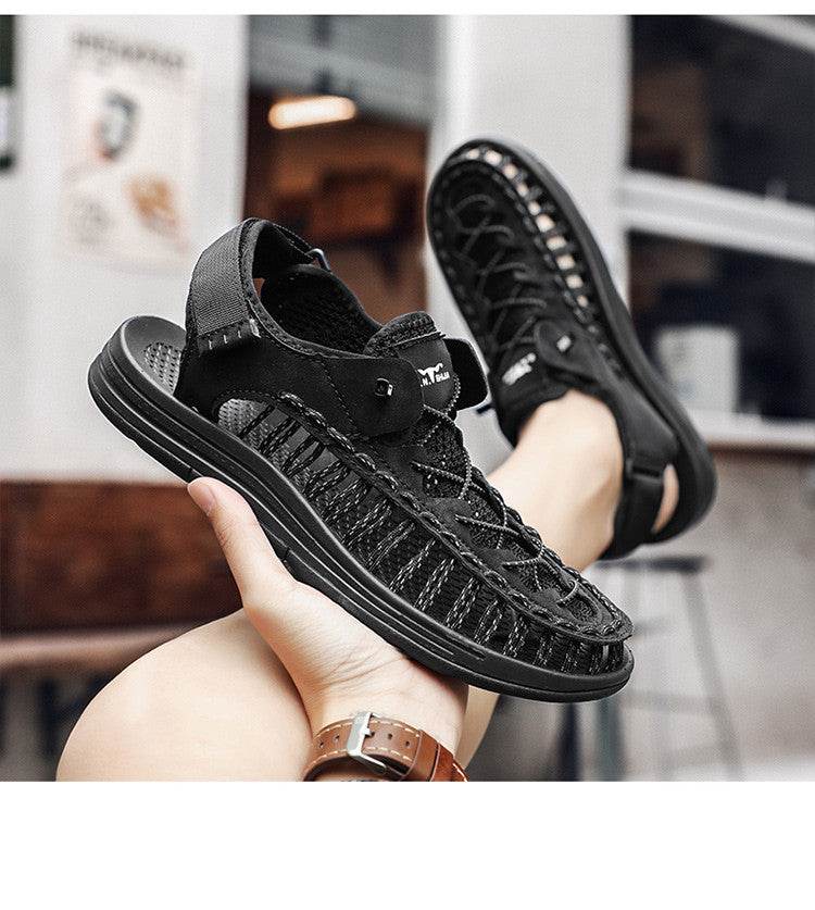 Men’s Summer Trekking Sandals - Woven Hollow Style with Velcro Closure - Buy Center