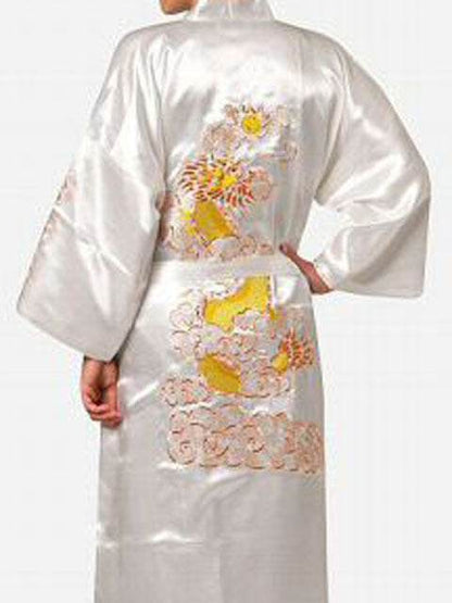 Stylish Men's Embroidered Nightgown - Comfortable Polyester Robe 2025 - Buy Center