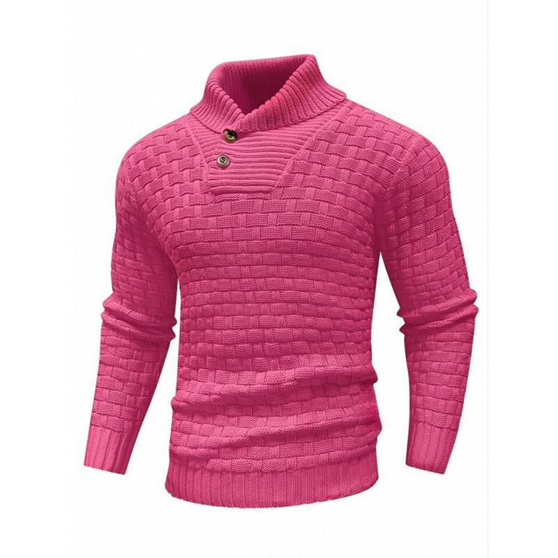 Buycenter Men's Slim Turtleneck Sweater - Trendy Button Design Pullover - Buy Center