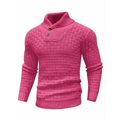 Buycenter Men's Slim Turtleneck Sweater - Trendy Button Design Pullover - Buy Center