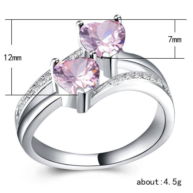 Buy Center Women's Double Heart-Shaped Ring - Multicolor Zircon Jewelry - Buy Center