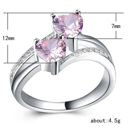 Buy Center Women's Double Heart-Shaped Ring - Multicolor Zircon Jewelry - Buy Center