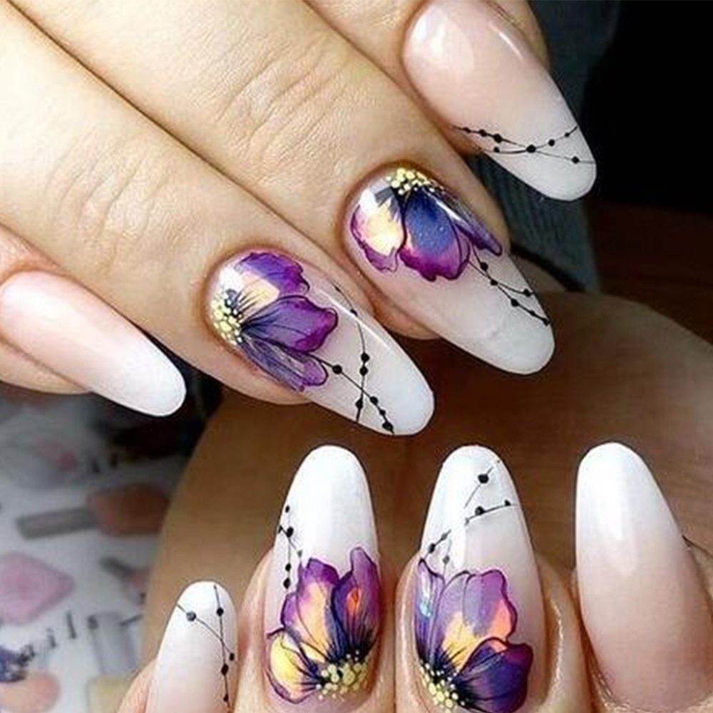 Butterfly Flower Nail Art Stickers - DIY Water Transfer Decals for Manicures - Buy Center