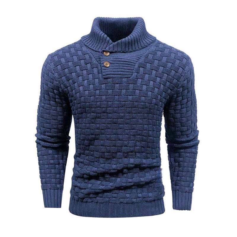 Buycenter Men's Slim Turtleneck Sweater - Trendy Button Design Pullover - Buy Center