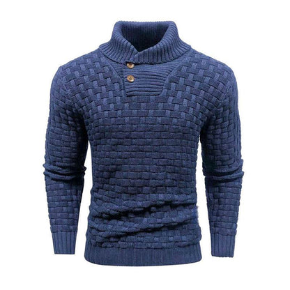 Buycenter Men's Slim Turtleneck Sweater - Trendy Button Design Pullover - Buy Center
