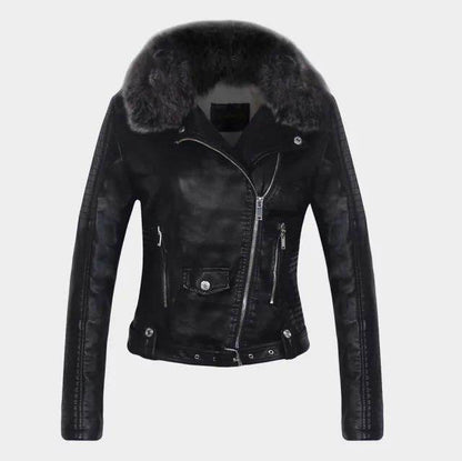 Buycenter Detachable Fur Collar Faux Leather Jacket - Stylish & Warm - Buy Center