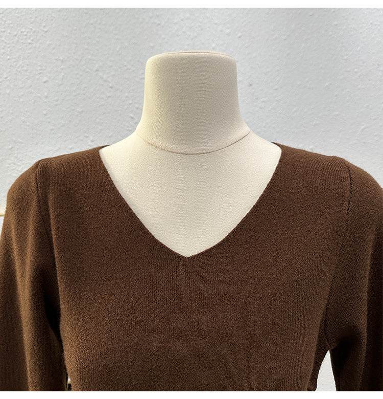 Women's Slim Fit Long-Sleeve T-Shirt - V-Neck Pleating Blouse 2025 - Buy Center