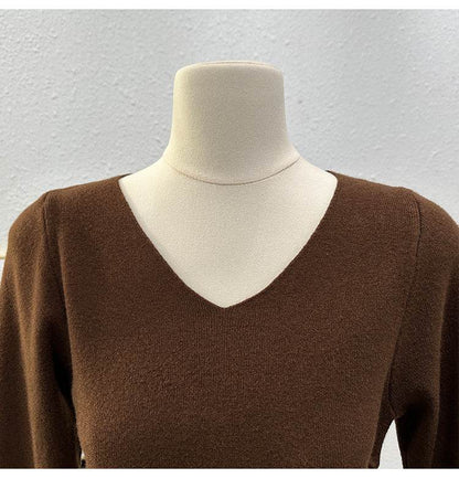 Women's Slim Fit Long-Sleeve T-Shirt - V-Neck Pleating Blouse 2025 - Buy Center