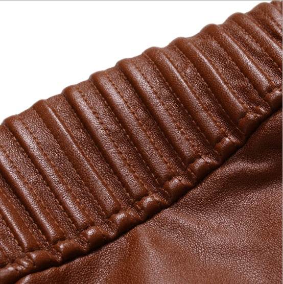 Buycenter Stand Collar Leather Jacket - Trendy Style for Casual Wear - Buy Center