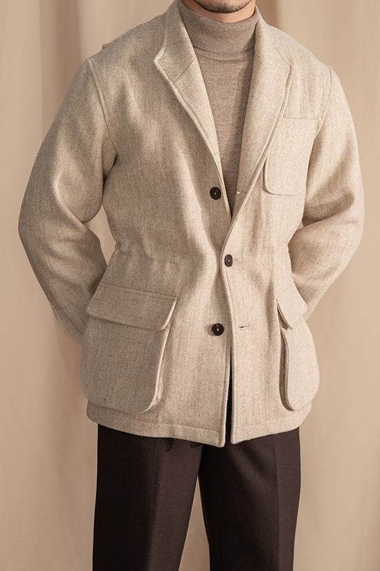Retro Warm Tweed Safari Jacket - Stylish British Wool Outerwear 2025 - Buy Center
