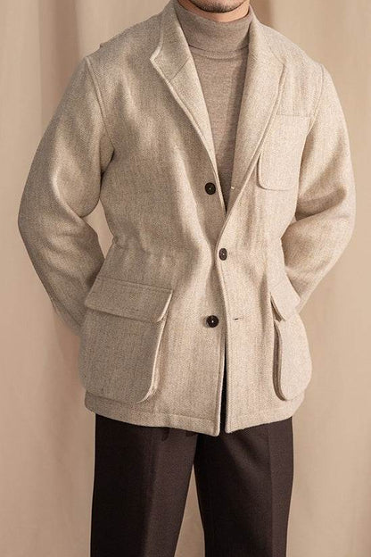 Retro Warm Tweed Safari Jacket - Stylish British Wool Outerwear 2025 - Buy Center