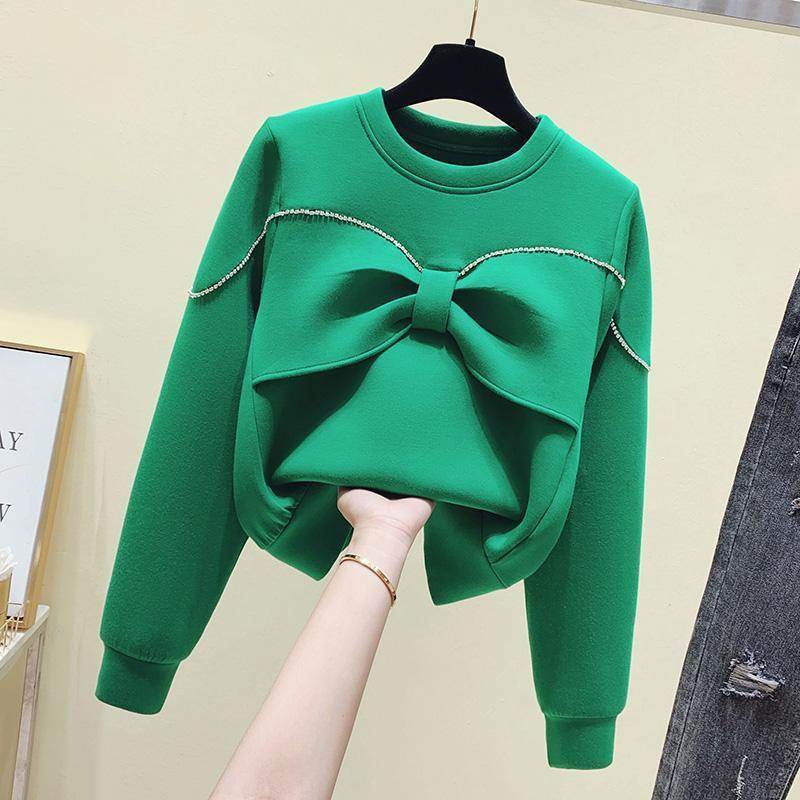 Buycenter Diamond Bow Sweater - All-Match Long Sleeve Pullover for Women - Buy Center