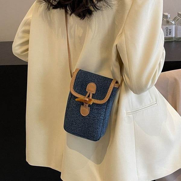 Buycenter Women's Vertical Denim Phone Bag - Stylish Shoulder Messenger Bag - Buy Center