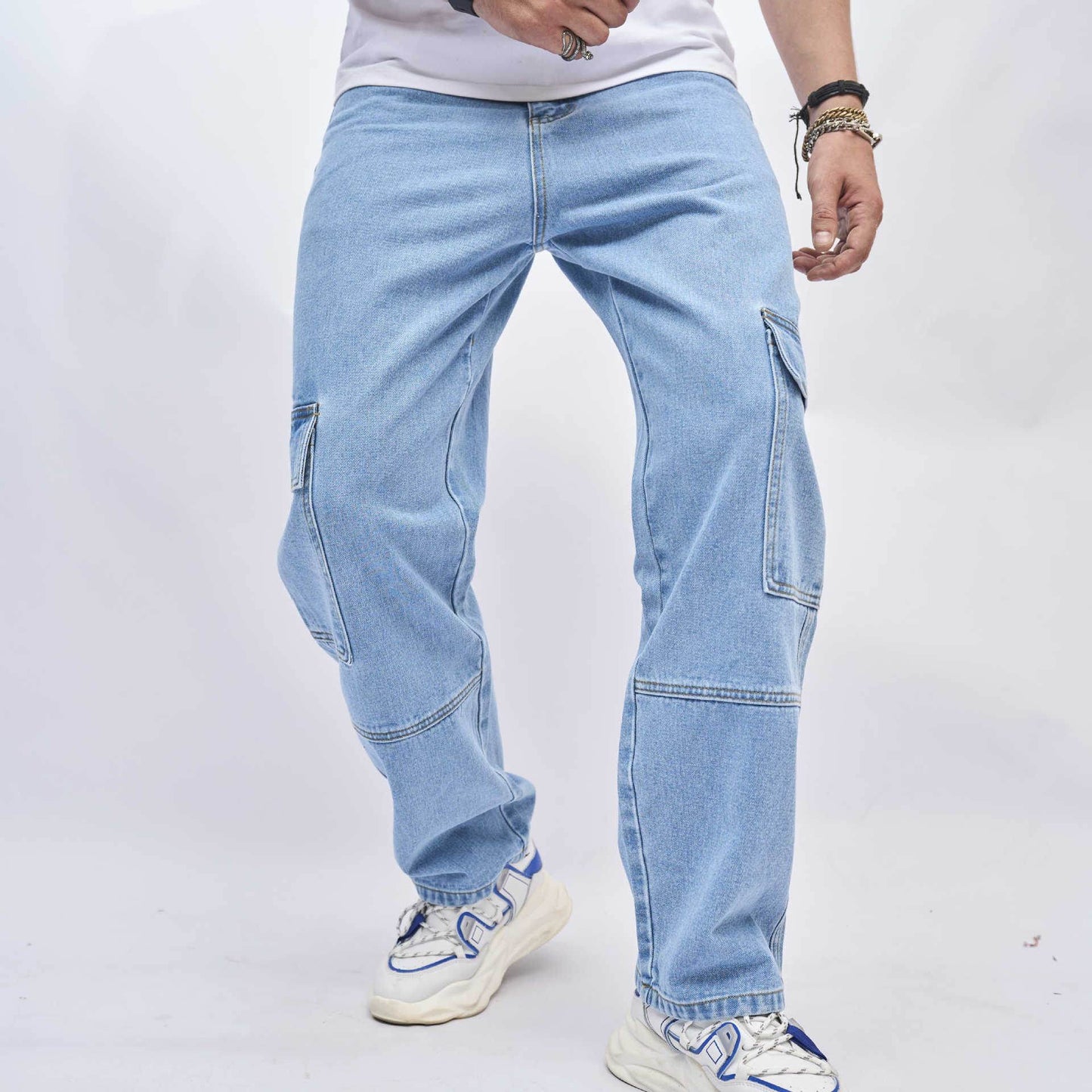 Men's Loose American Style Jeans - Mid Waist, Elastic Cotton Trousers - Buy Center