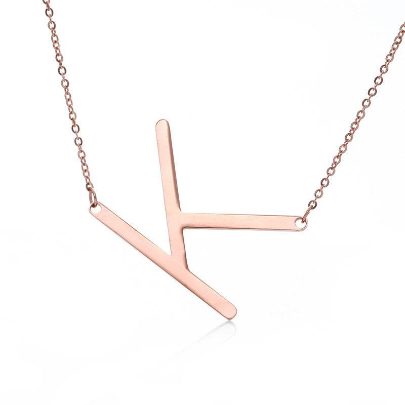 Fabulous Rose Gold Initial Letter Pendant Necklace - Premium K-Gold Design - Buy Center