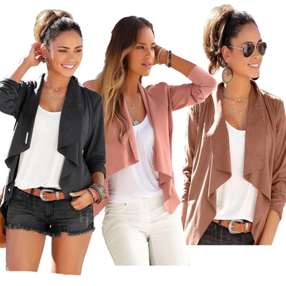 Buycenter Irregular Leather Patchwork Coat - Casual Long Sleeve Style - Buy Center